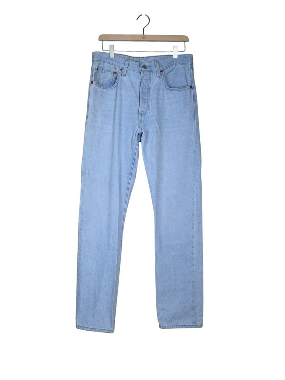 Levi's Mens 501 Button Fly Light Wash Straight Leg Jean 30x32